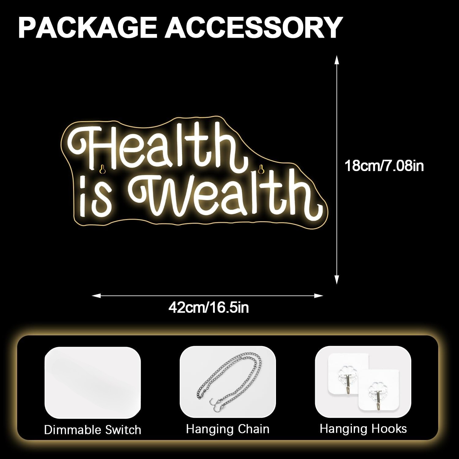 건강은 부입니다 네온사인 USB 전원 LED 네온 조명 - Health Wellness Yoga 리뷰 및 가격