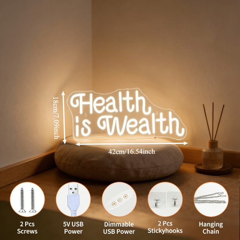 건강은 부입니다 네온사인 LED 마키 조명, 홈짐 장식 - Health Wellness Yoga 리뷰 및 가격